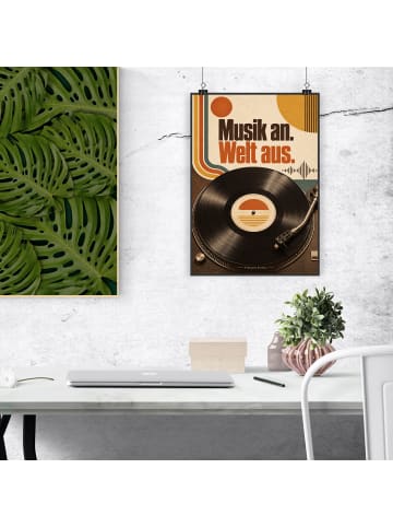 Poster Schallplatte nostalgisch Design mit Spruch in Weiß