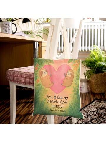 Mr. & Mrs. Panda Einkaufstasche Faultiere Herz Design mit Spruch in Weiß