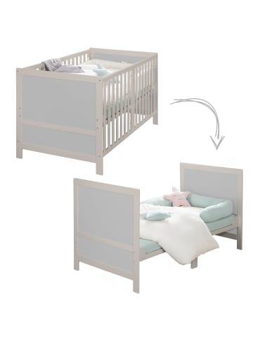 roba Babybett EASY SLEEP 70 x 140 cm  - inkl. Umbauecken - Natur / Grau