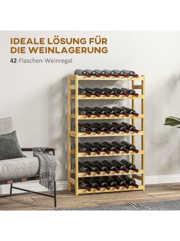 HOMCOM Weinregal-63L x 25B x 102H cm-Naturholz