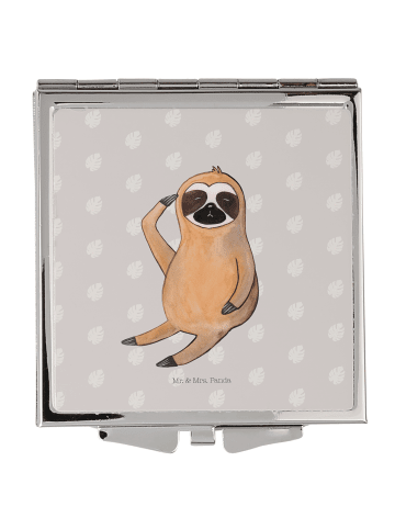 Mr. & Mrs. Panda Kosmetikspiegel Faultier Vogel ohne Spruch in Grau Pastell