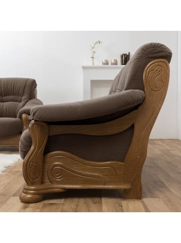 58 aufm Kessel SOFA 2-Sitzer Katlin Bezug Flockstoff Eiche rustikal P43 / braun