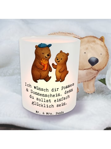 Mr. & Mrs. Panda Kerzenhalter Bär Kind Pommes mit Spruch in Transparent