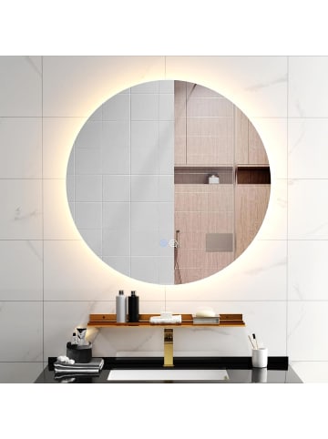 COSTWAY 60cm Badspiegel mit Beleuchtung in Silber