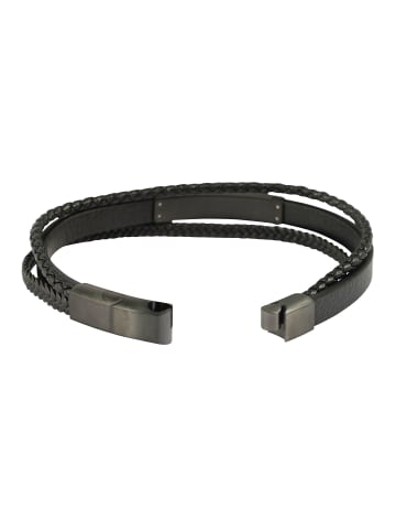 Adeliás Herren Armband – Lederarmband aus Leder 19 cm in schwarz
