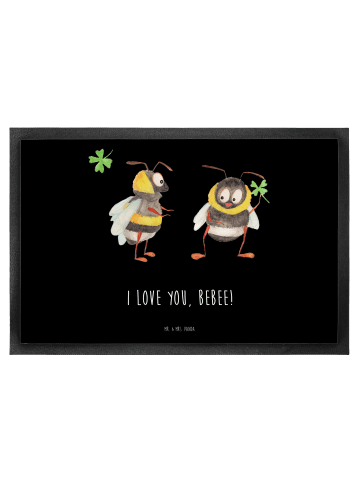 Mr. & Mrs. Panda Fußmatte Bienen Paar mit Spruch in Schwarz