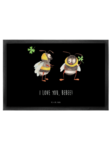 Mr. & Mrs. Panda Matte Bienen Paar mit Spruch in Schwarz