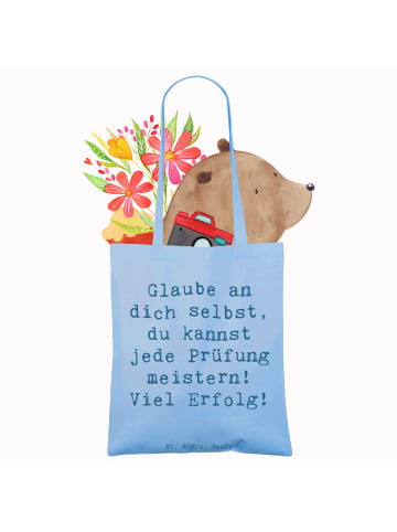 Mr. & Mrs. Panda Tote Bag Spruch Prüfungen bestehen mit Spruch in Sky Blue