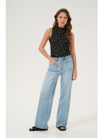 Kaffe Ärmellose Bluse KAkatrine Regular fit in Black Deep W. Sandshell Dots