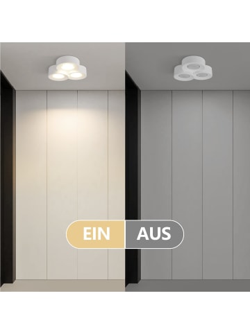 ZMH Deckenleuchte in weiß 3-flammige GX53 mit Gips Lampenschirm rund Modern