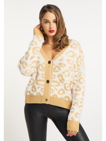 faina Damen Strickjacke in Wollweiss Hellkamel