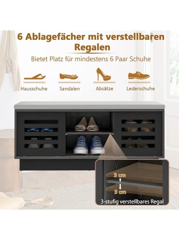 COSTWAY Schuhbank 2 in 1 100x35x46cm in Schwarz