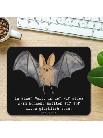 Mr. & Mrs. Panda Mauspad Fledermaus Flügel mit Spruch in Schwarz