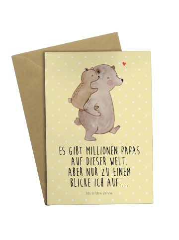 Mr. & Mrs. Panda Beileidskarte Papa Bär mit Spruch in Gelb Pastell