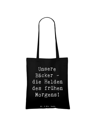 Mr. & Mrs. Panda Tasche Spruch Bäcker Helden mit Spruch in Schwarz