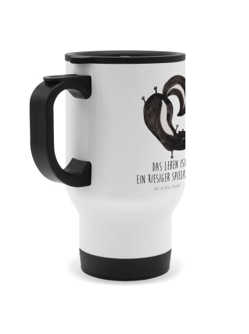 Mr. & Mrs. Panda Thermobecher Stinktier Handstand mit Spruch in Weiß