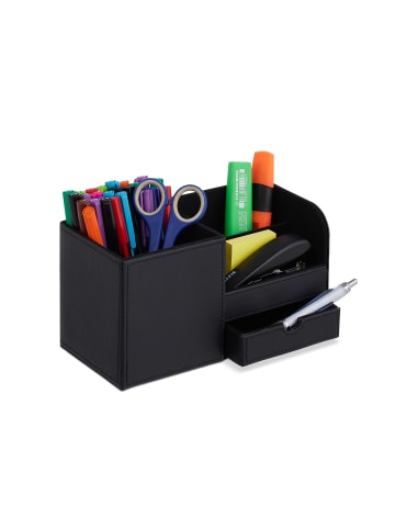 relaxdays Schreibtisch Organizer in Schwarz - (B)22,5 x (H)12 x (T)11 cm