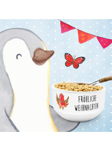 Mr. & Mrs. Panda Müslischale Rotkehlchen Weihnachten mit Spruch in Weiß