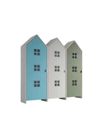 58 aufm Kessel REGALSCHRANK Set Kania 173x37x171 MDF Weiß /Bunt