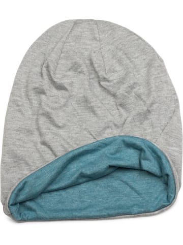 styleBREAKER Wende Beanie Mütze in Grau meliert / Blau meliert