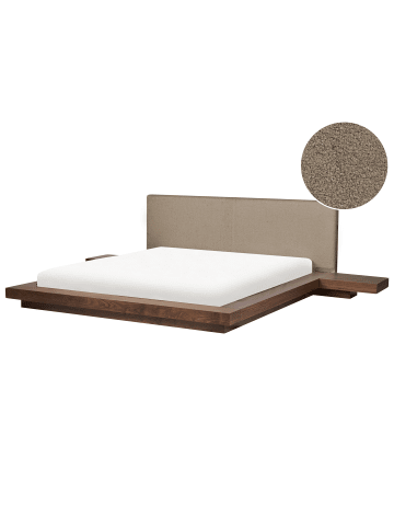 Beliani 4-tlg Doppelbett ZEN in Braun/Beige