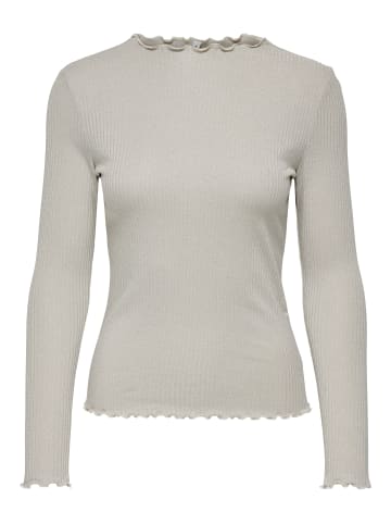 ONLY Langarm-Shirt mit Rüschensaum und gerippter Textur in Grau