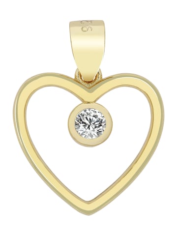 Adeliás Damen Anhänger – Herz Herzanhänger aus 925 Silber in gold
