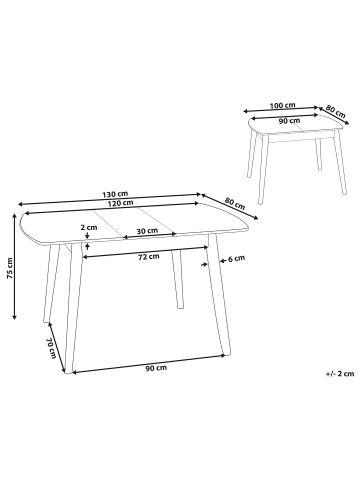 Beliani Esszimmertisch TOMS in Braun - (W) 80 x (H) 75 x (L) 100 cm