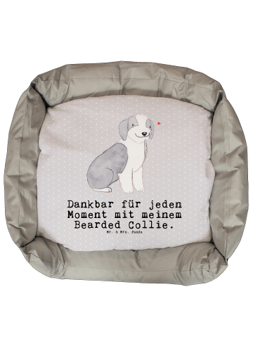 Mr. & Mrs. Panda Hundebett Bearded Collie Moment mit Spruch in Grau Pastell