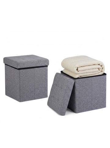 relaxdays Faltbarer Sitzhocker in Dunkelgrau - (B)38 x (H)38 x (T)38 cm