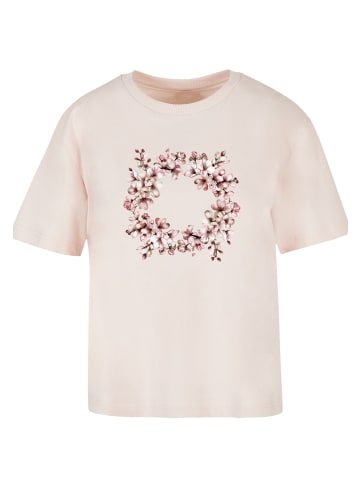 F4NT4STIC Tee Rosa Frühlings Blumenkranz Dekor in pink