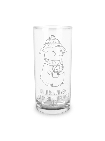 Mr. & Mrs. Panda Wasserglas Schwein Glühwein mit Spruch in Transparent