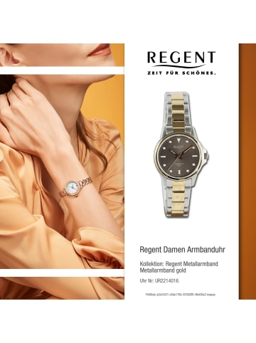Regent Armbanduhr-Analog gold, silber mittel (ca. 32mm) Regent Metallarmband