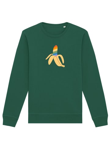 wat? Apparel Sweatshirt Rainbow Banana in Bottle Green