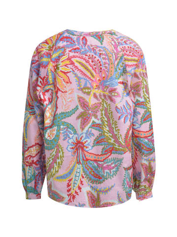 Milano Italy Raglanärmelbluse mit Neckpanel und Schlitz in Rose Print