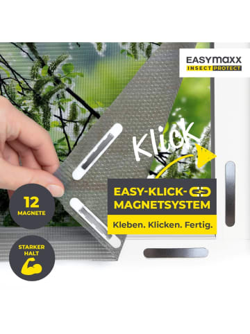 EASYmaxx Moskitonetz mit Pollenschutz 2er-Set grau 12 Magnetbefestigung für Fenster grau