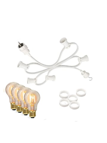 SATISFIRE Garten Party Lichterkette Illu 10x LED Edison Filament 10m weiß
