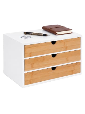 relaxdays Schubladenbox in Weiß/ Natur - (B)33 x (H)20 x (T)21 cm