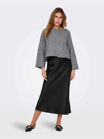 JACQUELINE de YONG Strickpullover Kurz U-Boot-Ausschnitt Tiefe Schultern in Grau-3