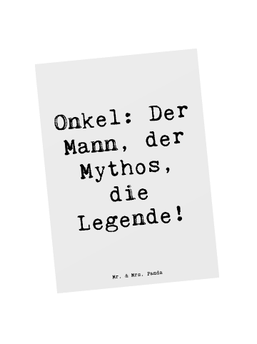 Mr. & Mrs. Panda Postkarte Onkel Legende mit Spruch in Weiß