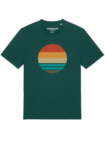 wat? Apparel T-Shirt Retro Sunset Ocean in Dunkelgrün