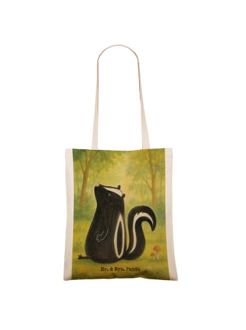 Mr. & Mrs. Panda Tote Bag Stinktier Sitzen Design ohne Spruch in Weiß