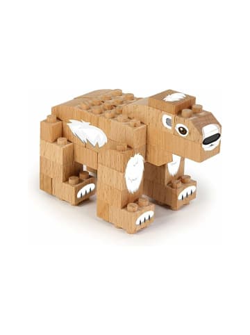FabBrix Wooden Polar Bear Holzbausteine, Klemmbausteine aus Buchenholz in Braun