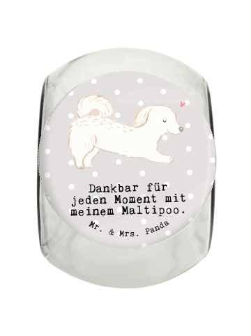 Mr. & Mrs. Panda Leckerli Glas Maltipoo Moment mit Spruch in Grau Pastell