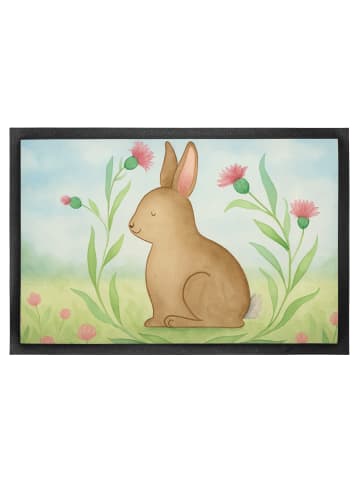 Mr. & Mrs. Panda Eingangsteppich Hase Sitzen Design ohne Spruch in Weiß