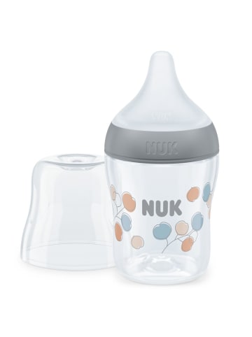 NUK PP-Flasche Perfect Match 150 ml + Silikon-Sauger in grau,motiv