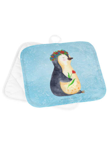 Mr. & Mrs. Panda Topfuntersetzer Pinguin Blumen ohne Spruch in Eisblau