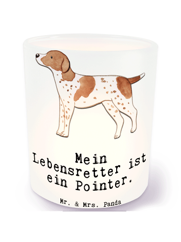 Mr. & Mrs. Panda Windlicht Pointer Lebensretter mit Spruch in Transparent