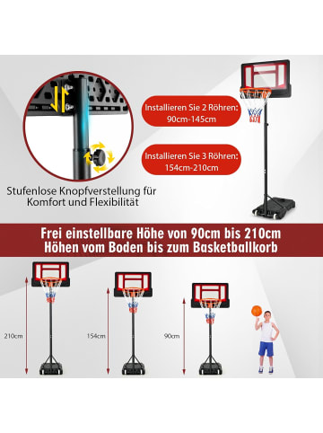 COSTWAY 90-210 cm Basketballständer in Rot