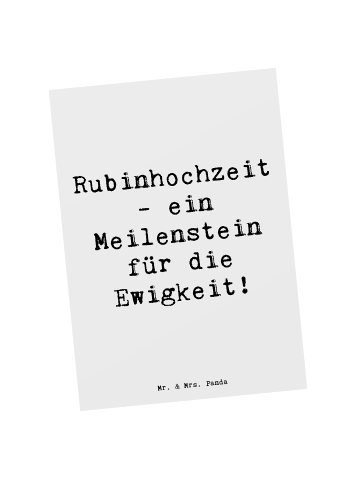 Mr. & Mrs. Panda Postkarte Spruch 40. Hochzeitstag Rubinhochzeit... in Weiß
